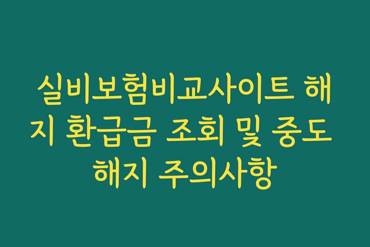 실비보험비교사이트 해지 환급금 조회 및 중도 해지 주의사항