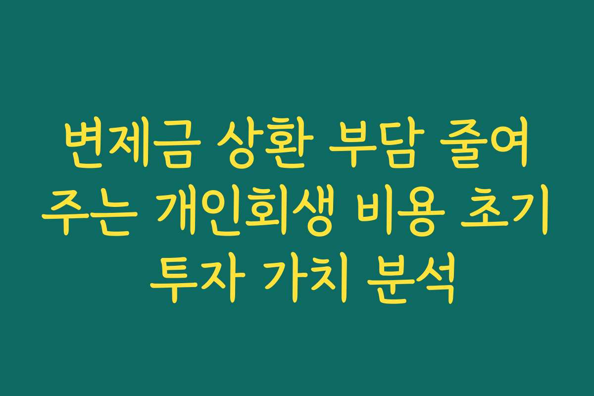 변제금 상환 부담 줄여주는 개인회생 비용 초기 투자 가치 분석