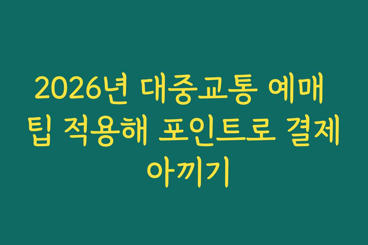 2026년 대중교통 예매 팁 적용해 포인트로 결제 아끼기