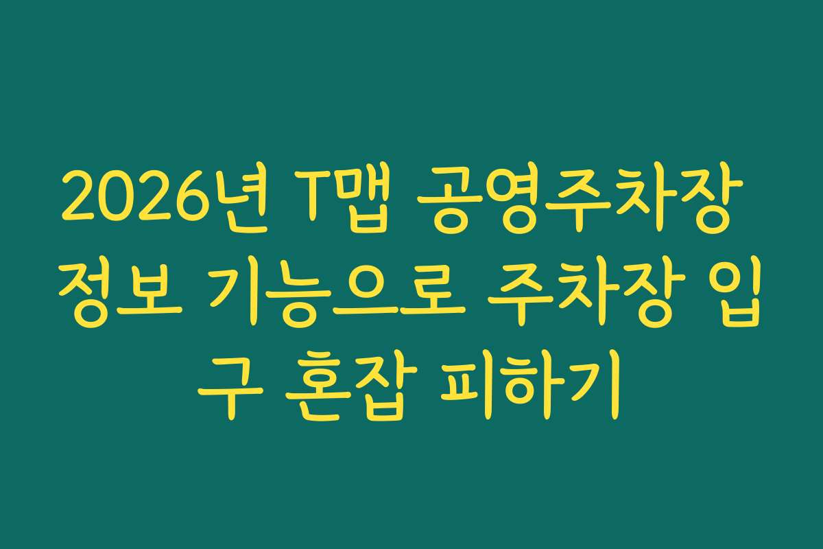 2026년 T맵 공영주차장 정보 기능으로 주차장 입구 혼잡 피하기
