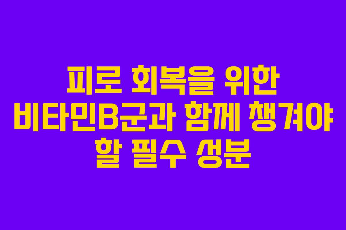 피로 회복을 위한 비타민B군과 함께 챙겨야 할 필수 성분