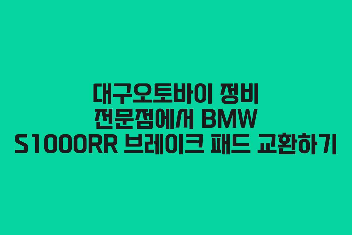 대구오토바이 정비 전문점에서 BMW S1000RR 브레이크 패드 교환하기