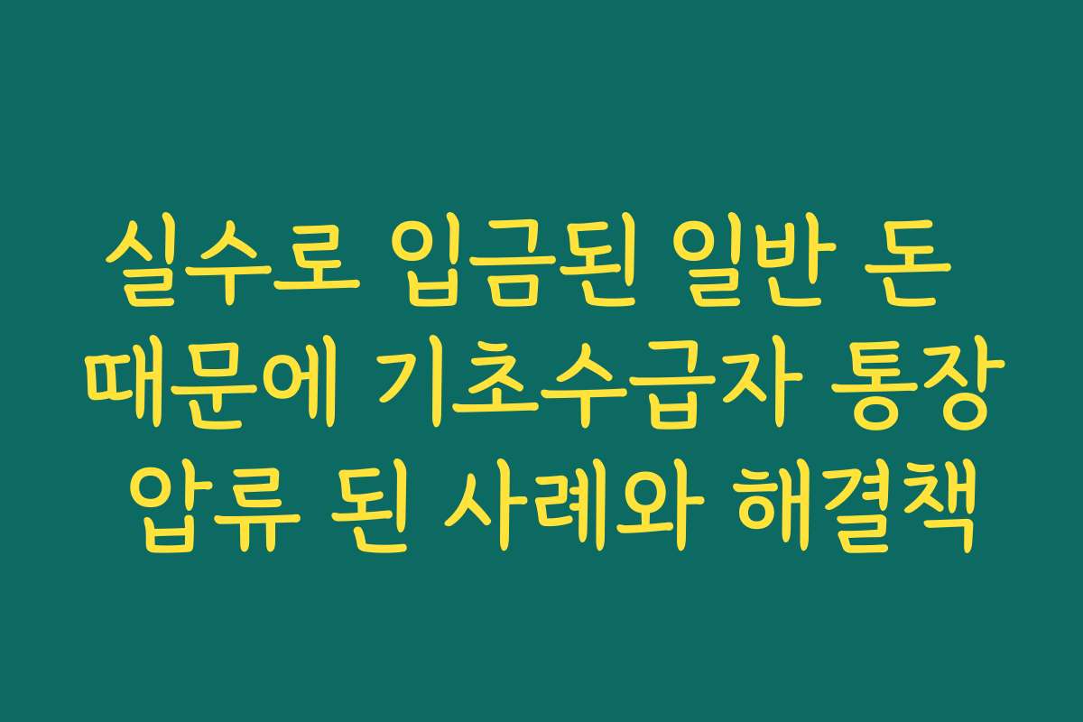 실수로 입금된 일반 돈 때문에 기초수급자 통장 압류 된 사례와 해결책