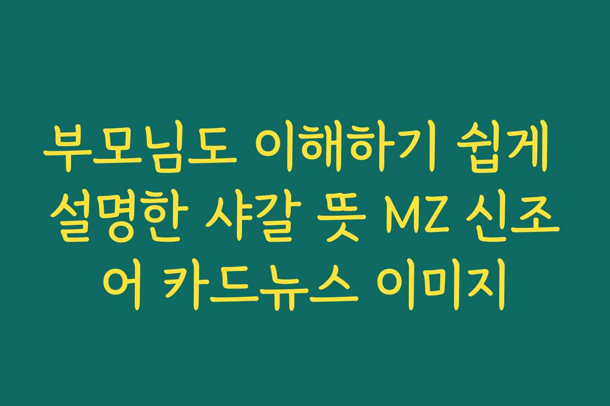 부모님도 이해하기 쉽게 설명한 샤갈 뜻 MZ 신조어 카드뉴스 이미지