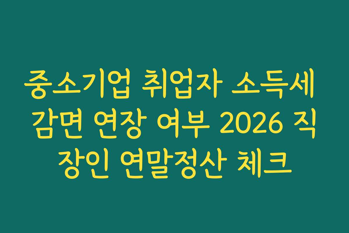 중소기업 취업자 소득세 감면 연장 여부 2026 직장인 연말정산 체크