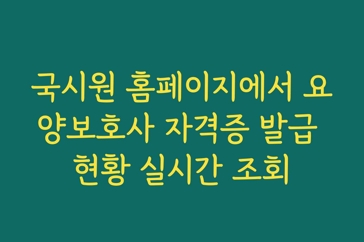 국시원 홈페이지에서 요양보호사 자격증 발급 현황 실시간 조회
