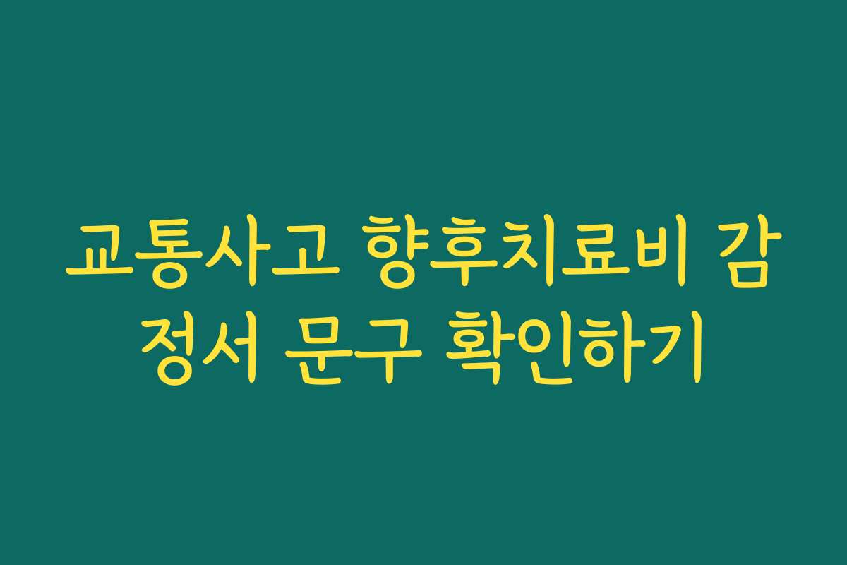 교통사고 향후치료비 감정서 문구 확인하기