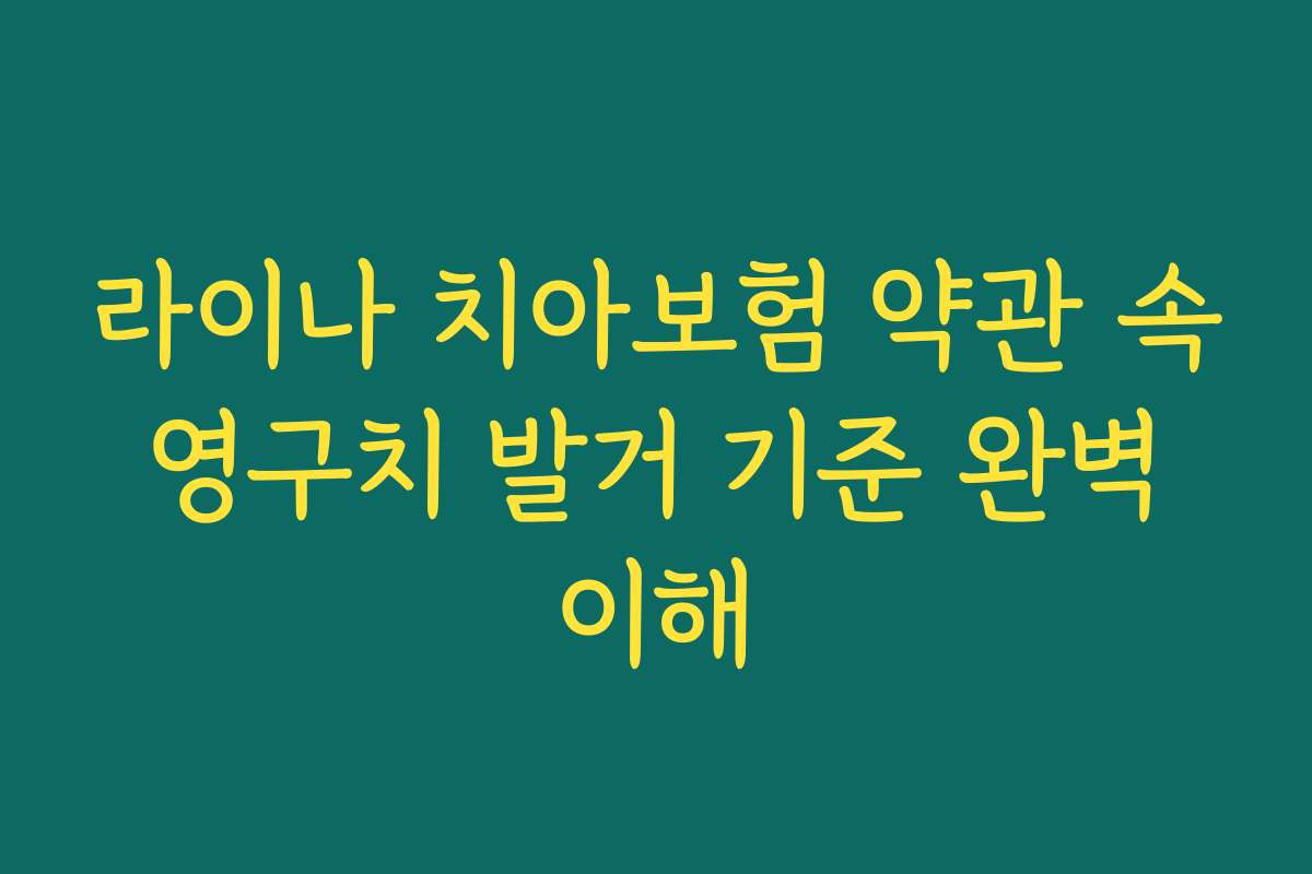 라이나 치아보험 약관 속 영구치 발거 기준 완벽 이해