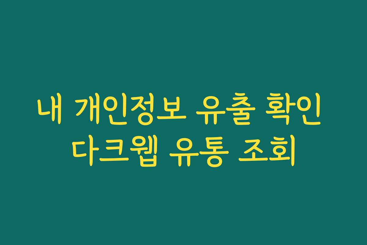 내 개인정보 유출 확인 다크웹 유통 조회