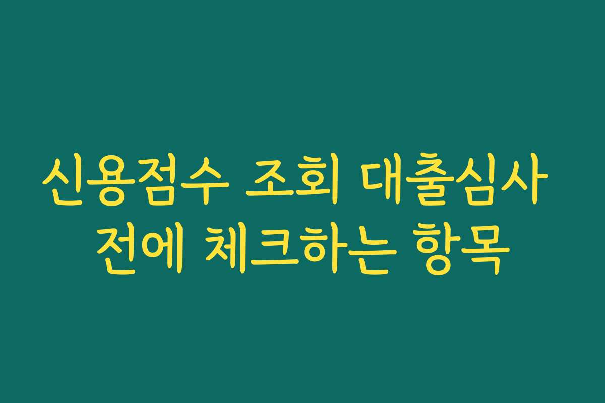 신용점수 조회 대출심사 전에 체크하는 항목
