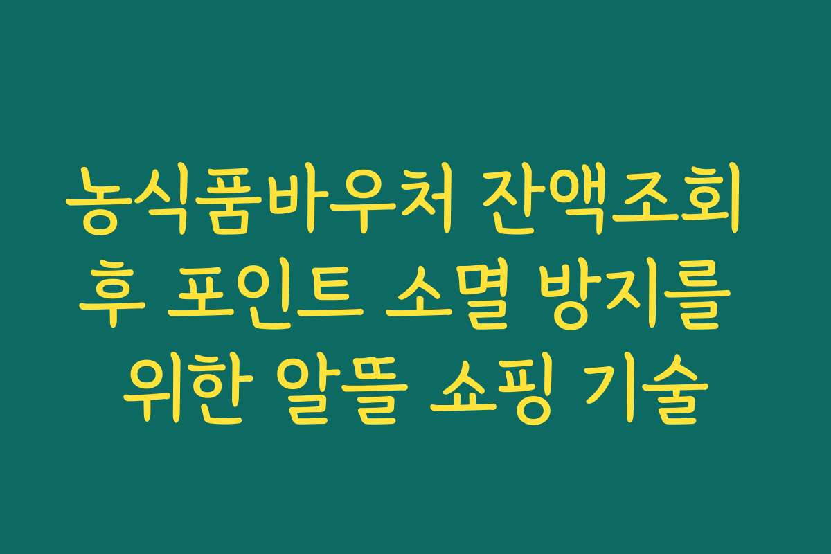 농식품바우처 잔액조회 후 포인트 소멸 방지를 위한 알뜰 쇼핑 기술