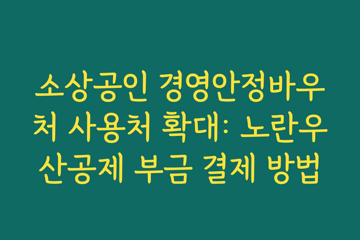 소상공인 경영안정바우처 사용처 확대: 노란우산공제 부금 결제 방법