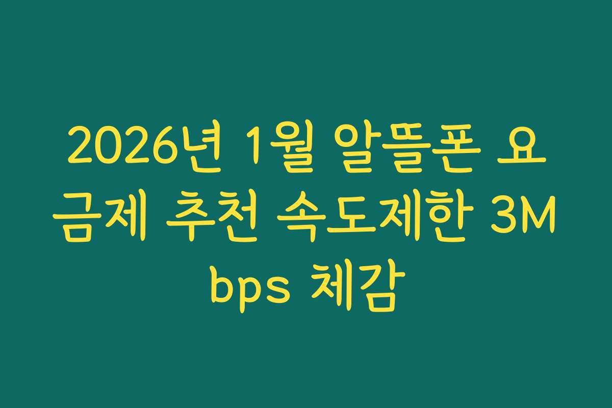 2026년 1월 알뜰폰 요금제 추천 속도제한 3Mbps 체감