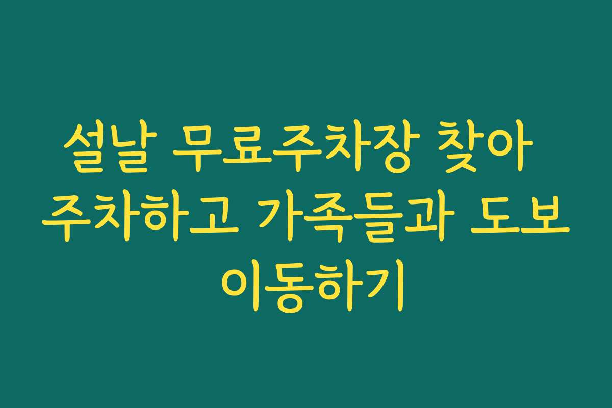 설날 무료주차장 찾아 주차하고 가족들과 도보 이동하기