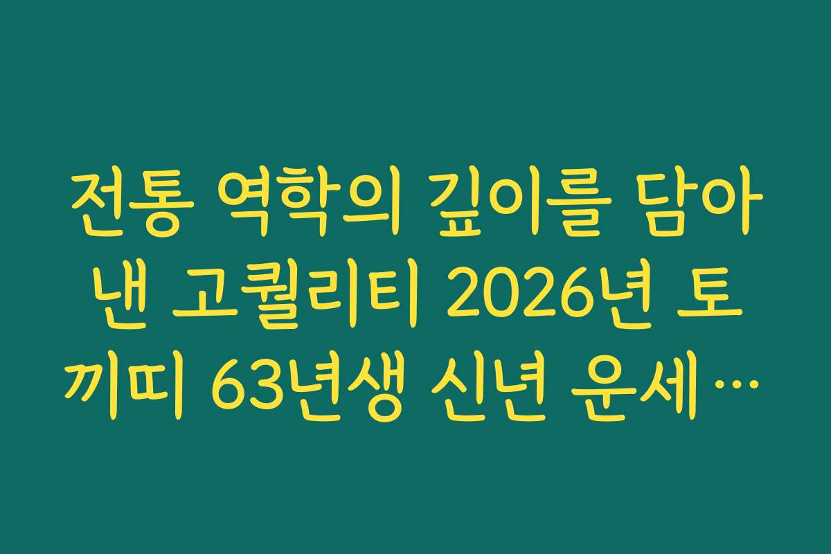 전통 역학의 깊이를 담아낸 고퀄리티 2026년 토끼띠 63년생 신년 운세 가이드
