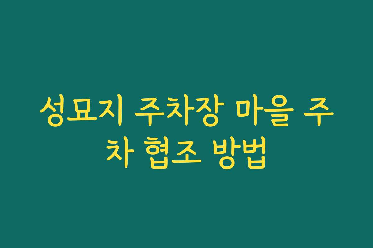 성묘지 주차장 마을 주차 협조 방법