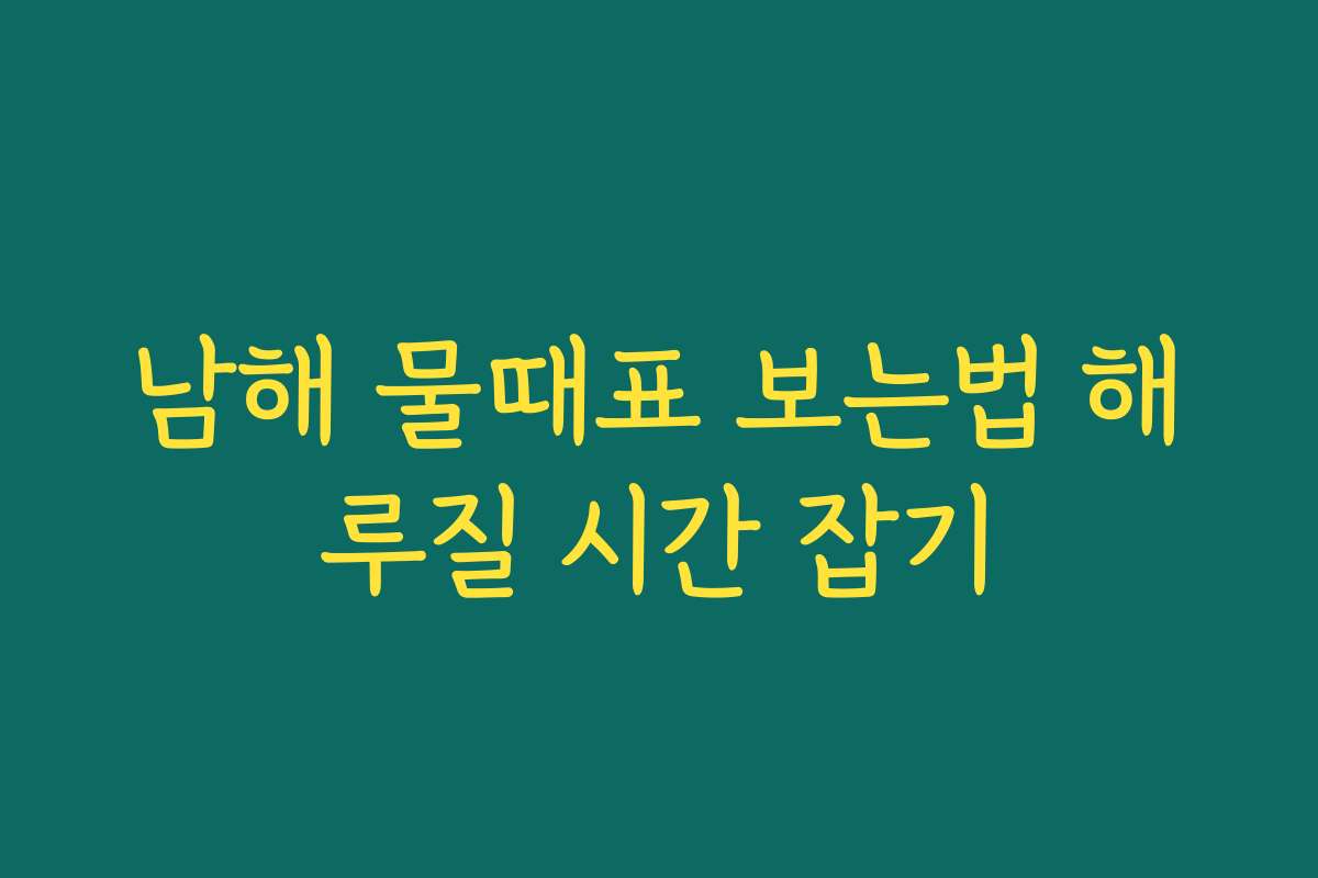 남해 물때표 보는법 해루질 시간 잡기