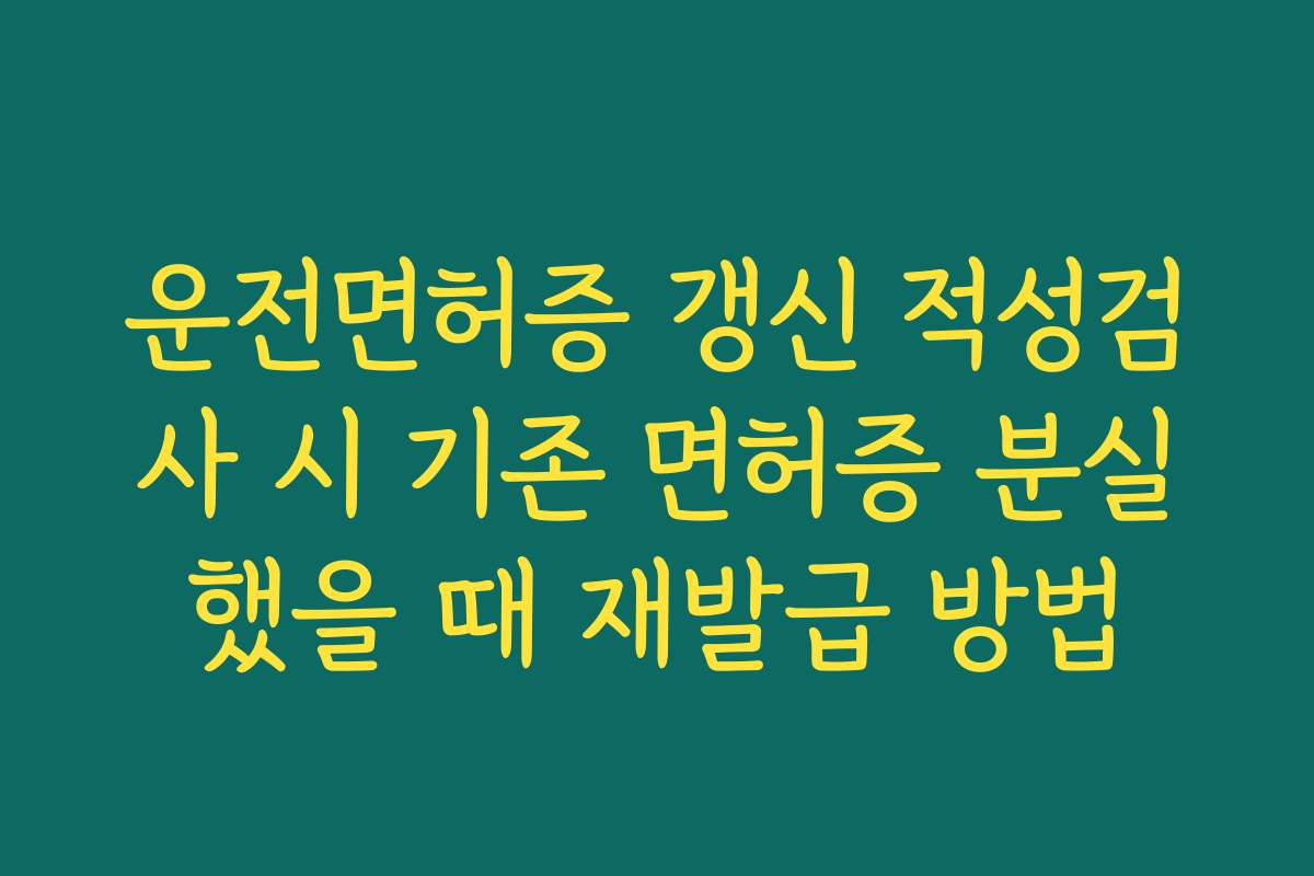 운전면허증 갱신 적성검사 시 기존 면허증 분실했을 때 재발급 방법