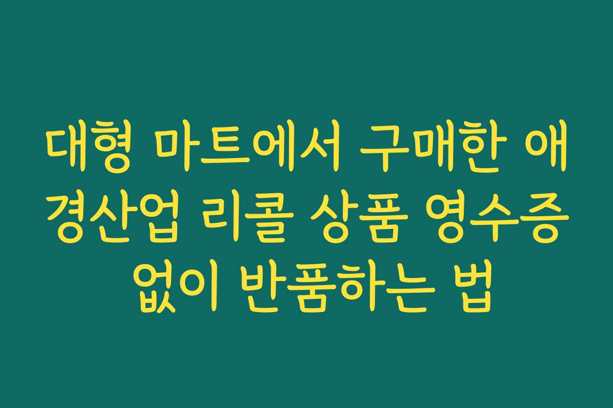 대형 마트에서 구매한 애경산업 리콜 상품 영수증 없이 반품하는 법