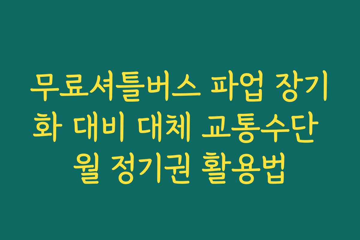 무료셔틀버스 파업 장기화 대비 대체 교통수단 월 정기권 활용법