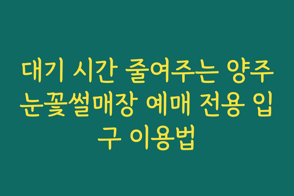 대기 시간 줄여주는 양주눈꽃썰매장 예매 전용 입구 이용법