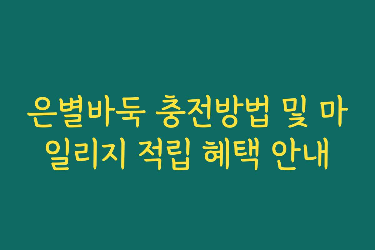 은별바둑 충전방법 및 마일리지 적립 혜택 안내