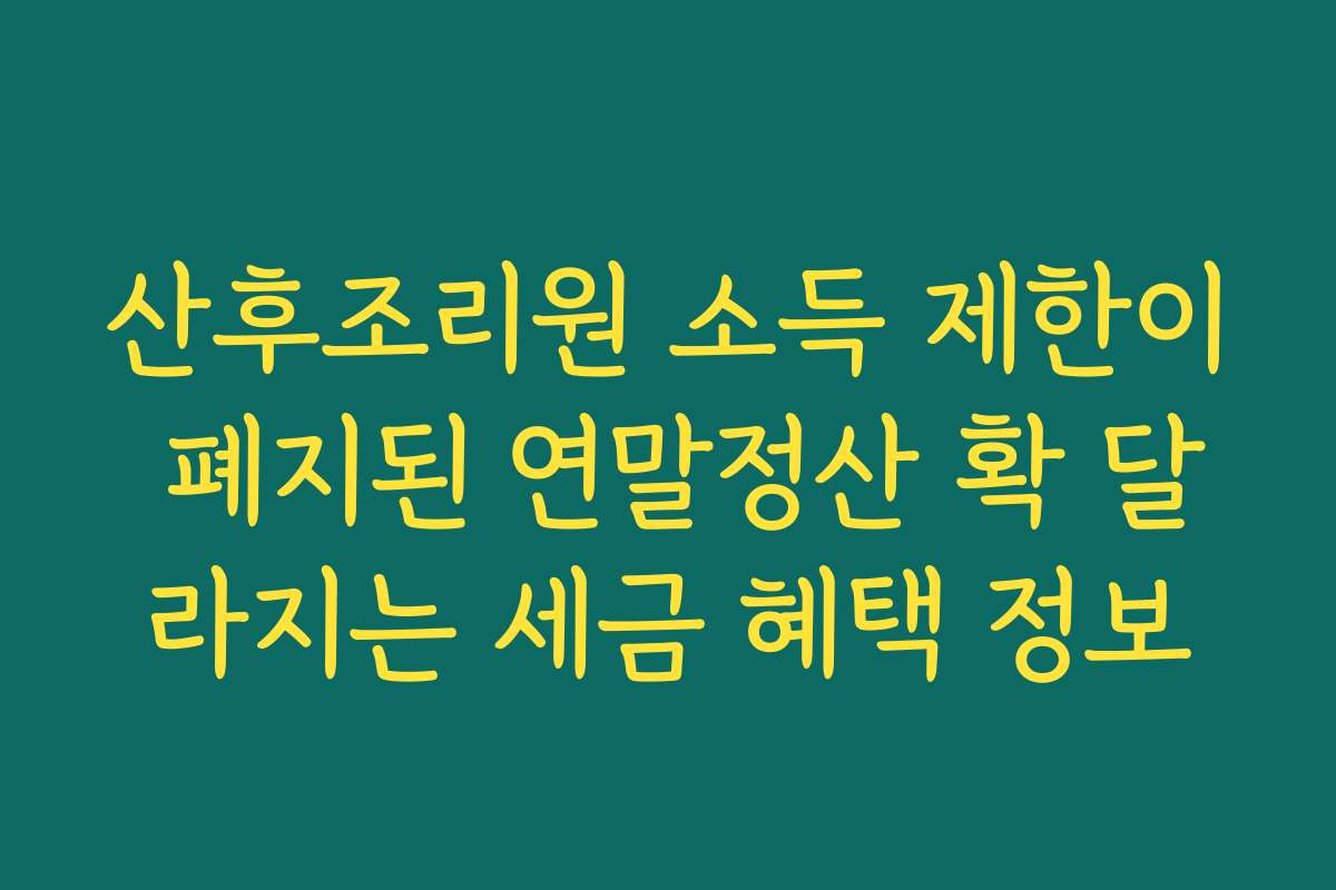 산후조리원 소득 제한이 폐지된 연말정산 확 달라지는 세금 혜택 정보