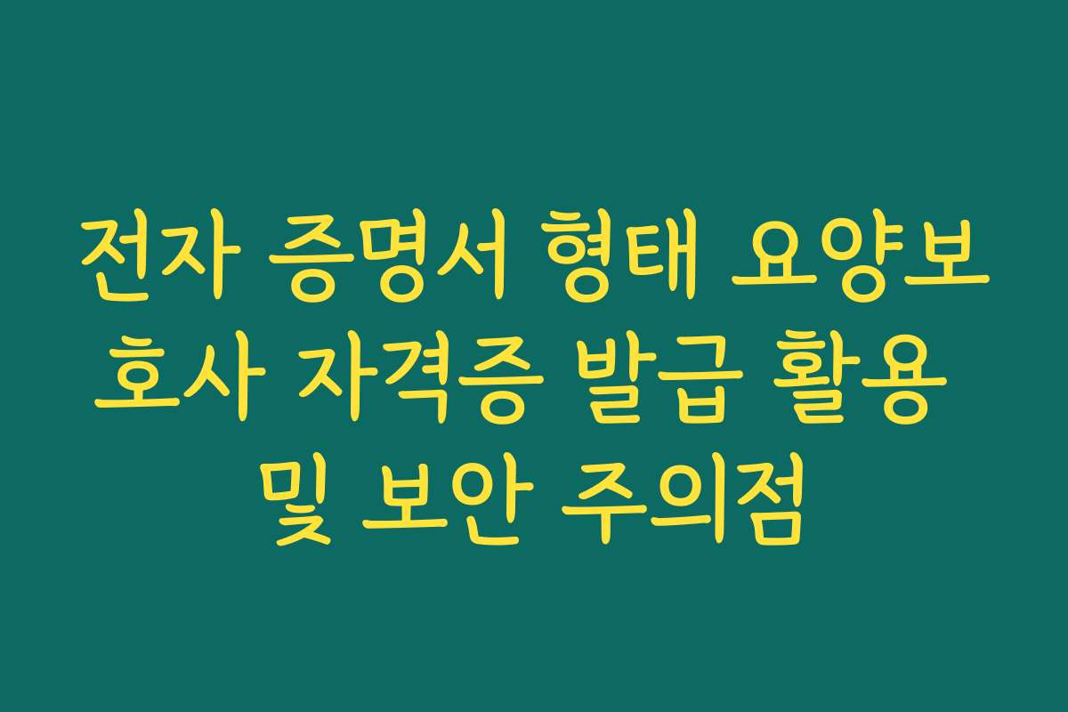 전자 증명서 형태 요양보호사 자격증 발급 활용 및 보안 주의점