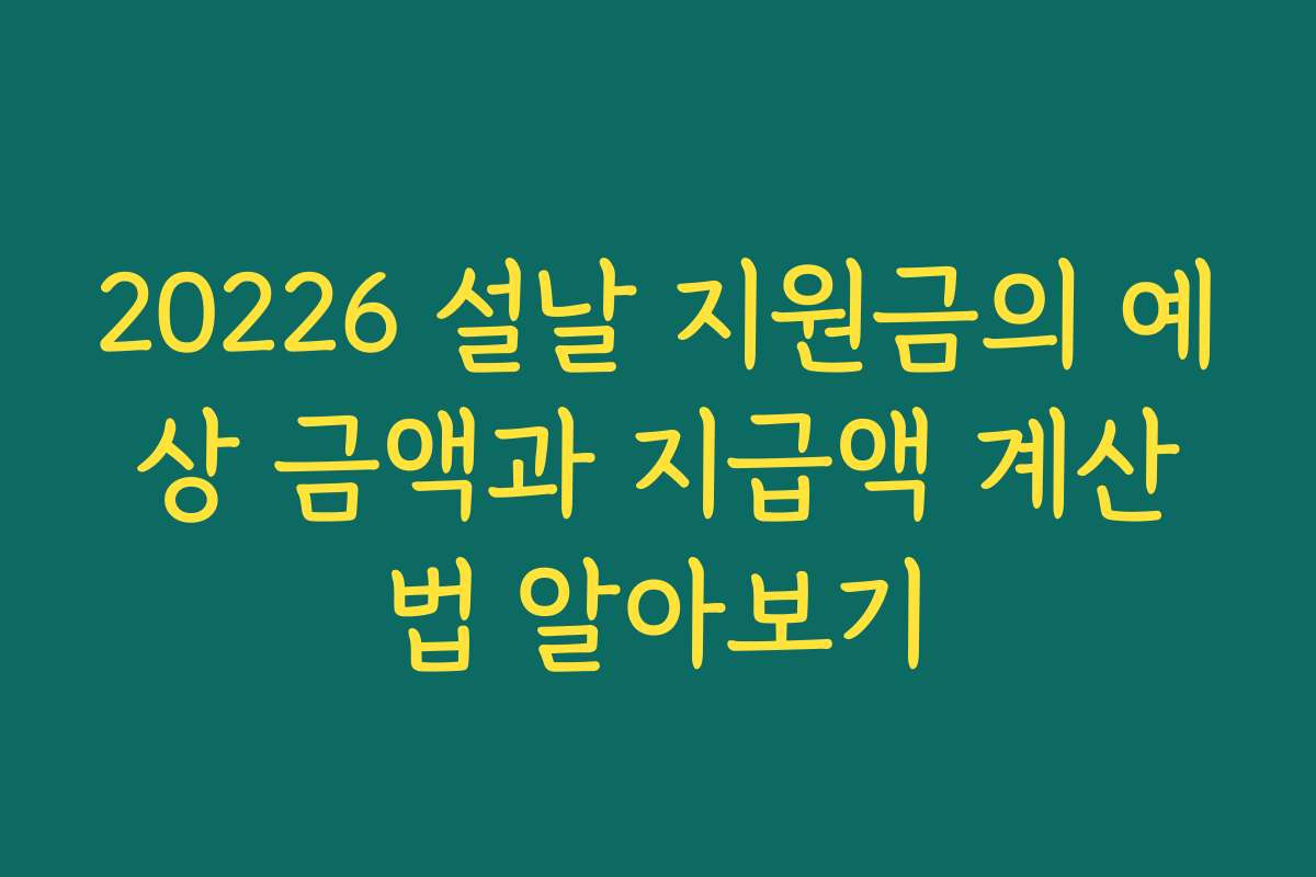 20226 설날 지원금의 예상 금액과 지급액 계산법 알아보기
