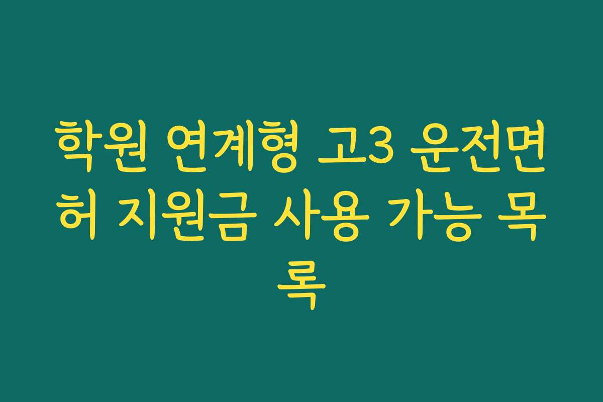학원 연계형 고3 운전면허 지원금 사용 가능 목록