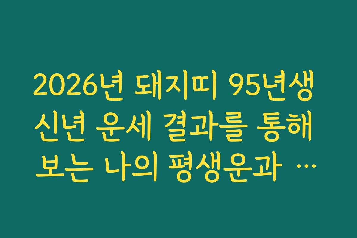 2026년 돼지띠 95년생 신년 운세 결과를 통해 보는 나의 평생운과 대운 기미