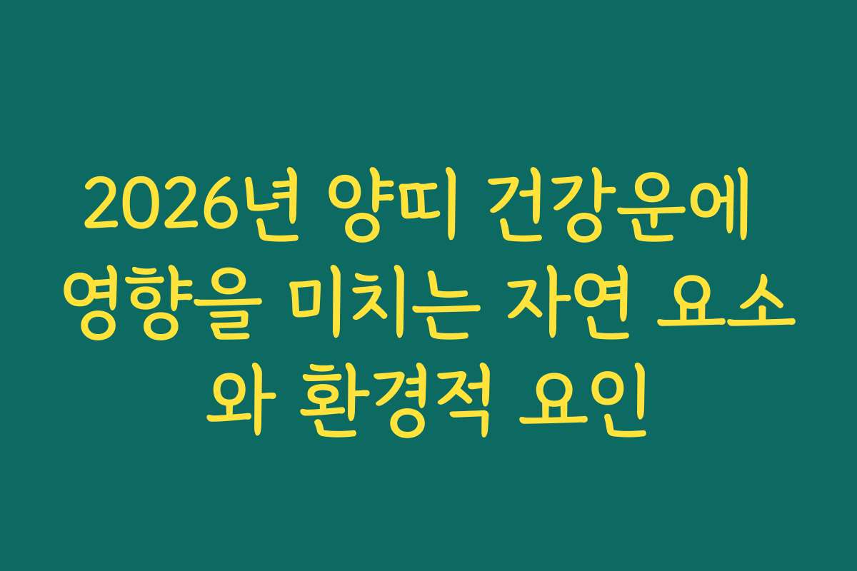 2026년 양띠 건강운에 영향을 미치는 자연 요소와 환경적 요인