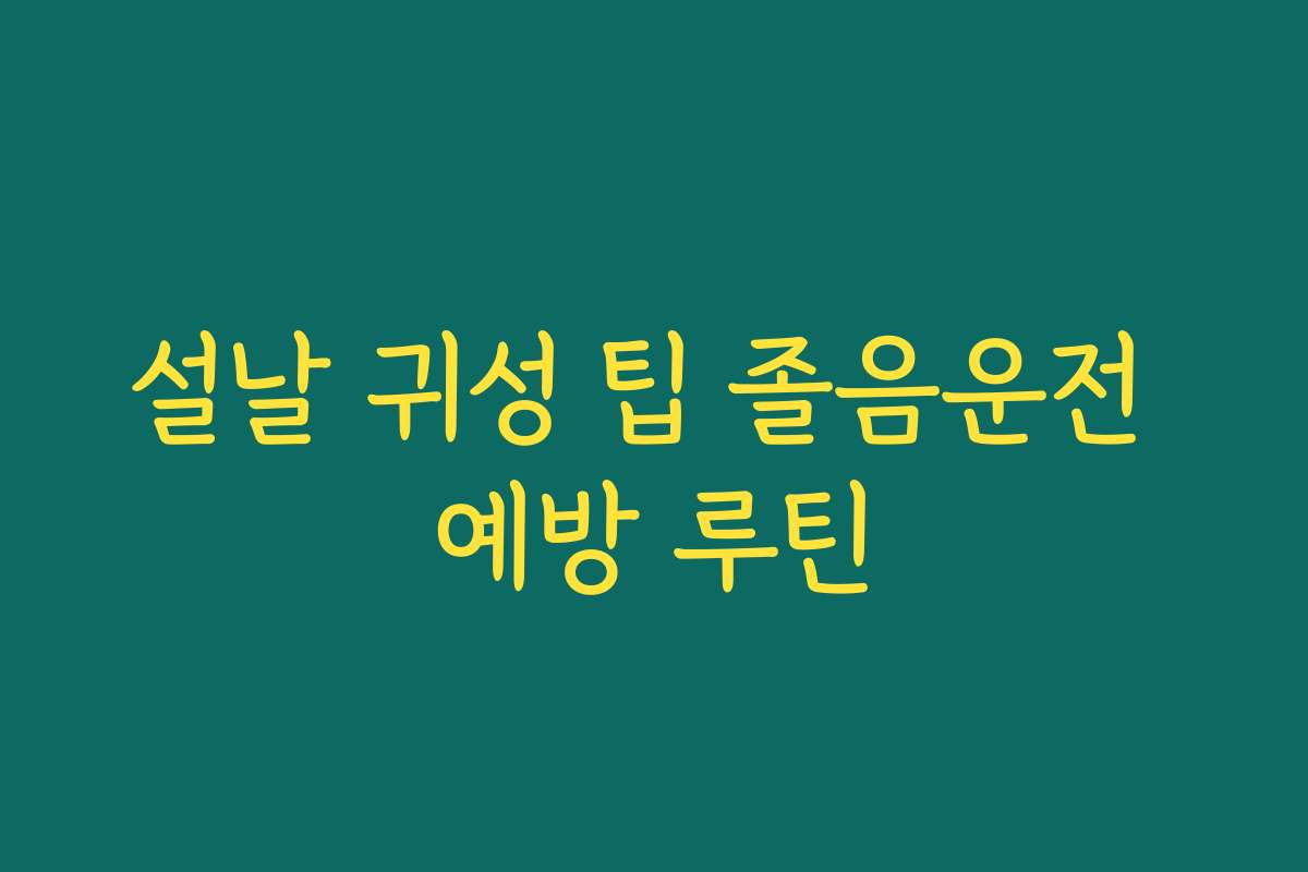설날 귀성 팁 졸음운전 예방 루틴