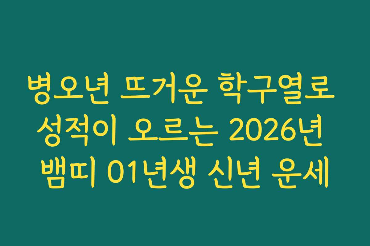 병오년 뜨거운 학구열로 성적이 오르는 2026년 뱀띠 01년생 신년 운세