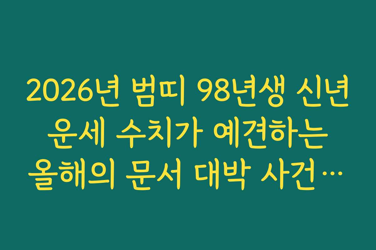 2026년 범띠 98년생 신년 운세 수치가 예견하는 올해의 문서 대박 사건 소식