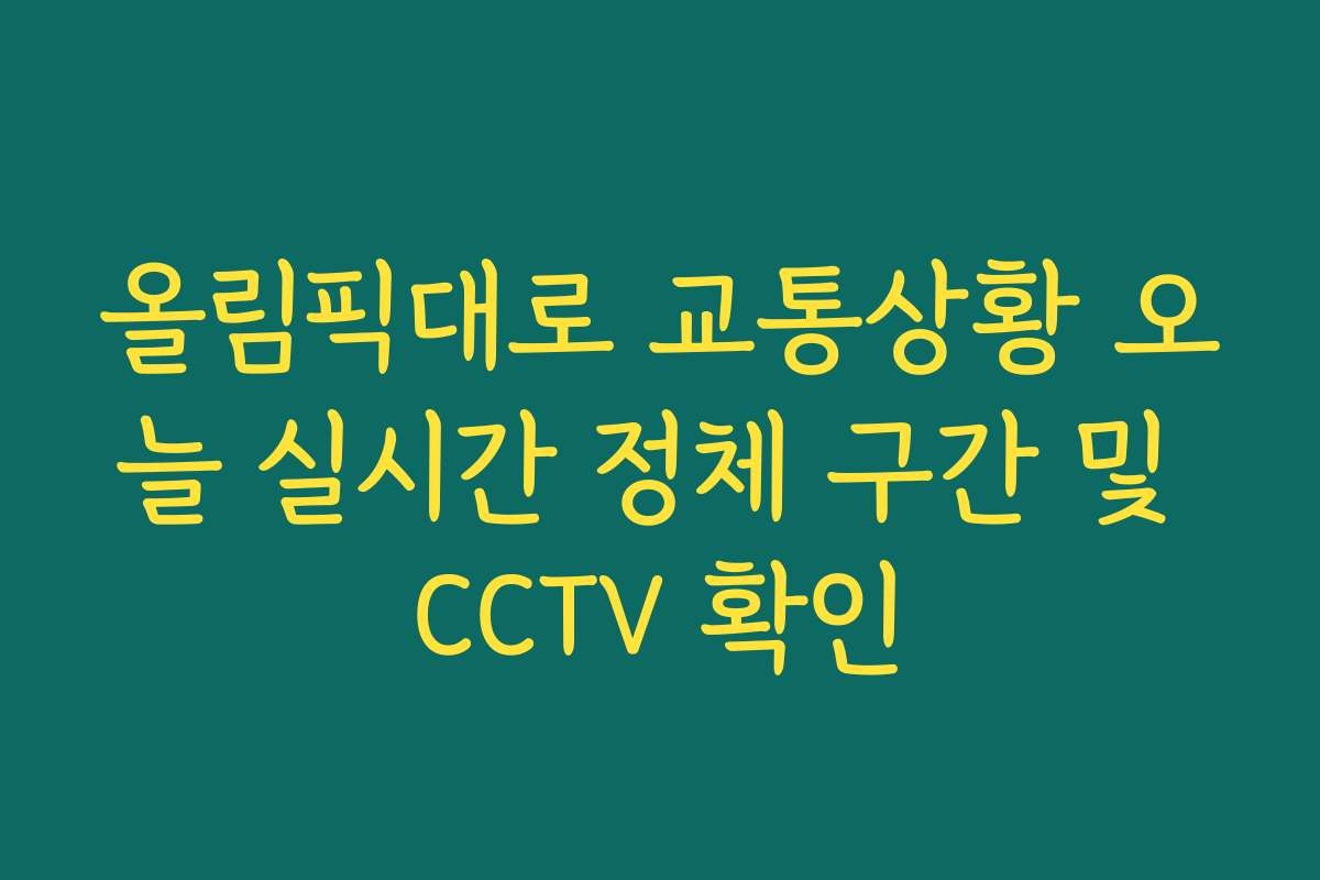 올림픽대로 교통상황 오늘 실시간 정체 구간 및 CCTV 확인