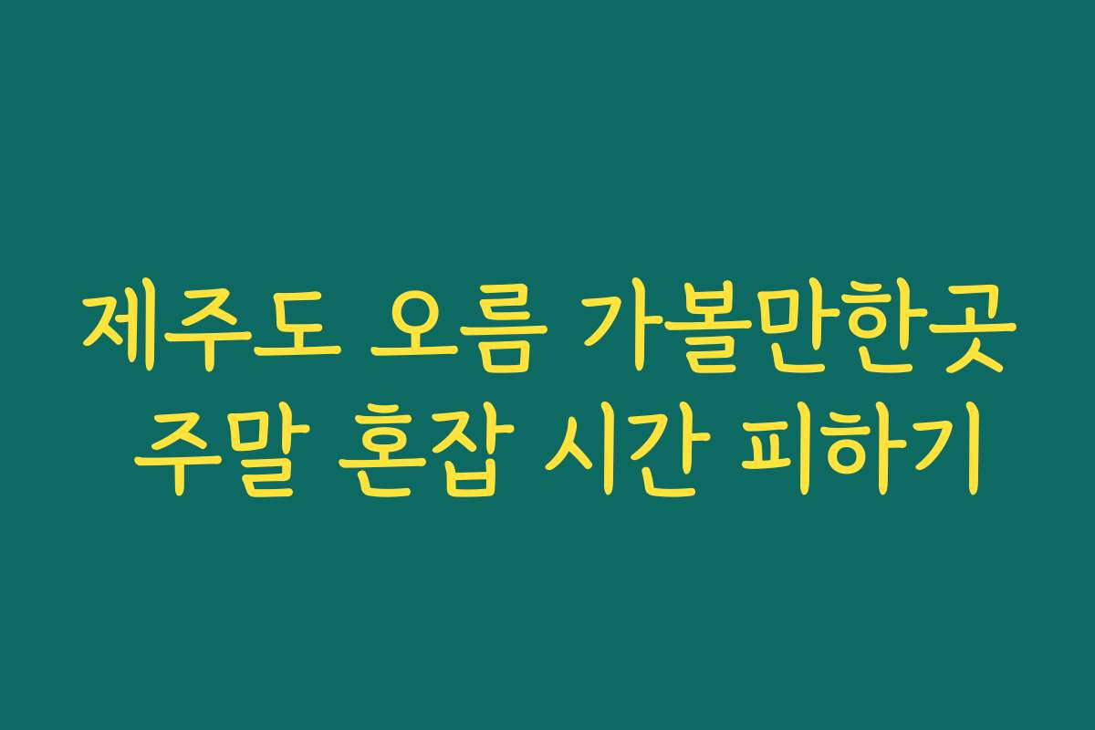 제주도 오름 가볼만한곳 주말 혼잡 시간 피하기