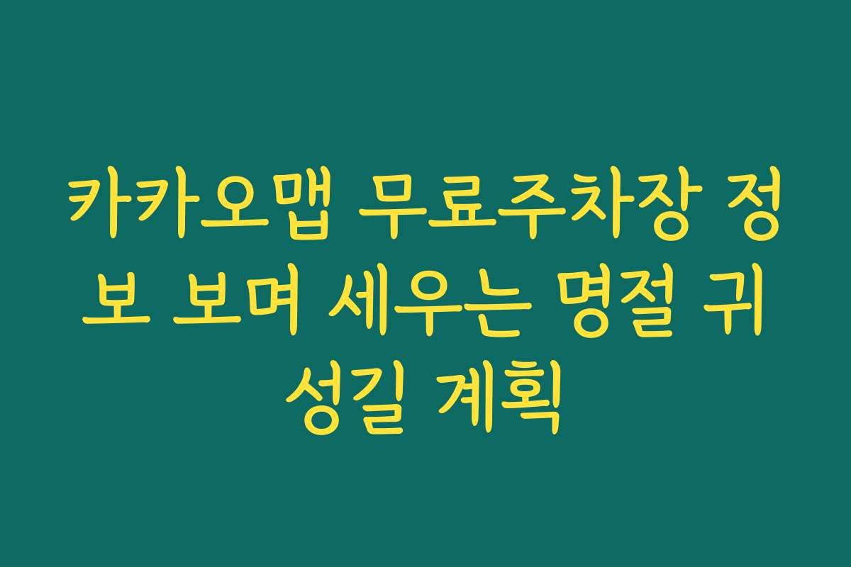 카카오맵 무료주차장 정보 보며 세우는 명절 귀성길 계획