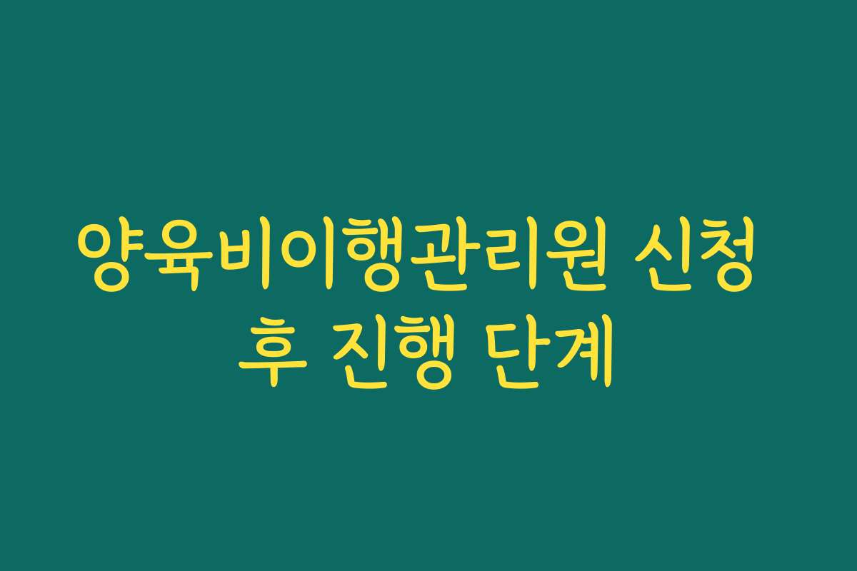 양육비이행관리원 신청 후 진행 단계