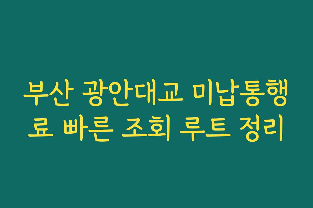 부산 광안대교 미납통행료 빠른 조회 루트 정리