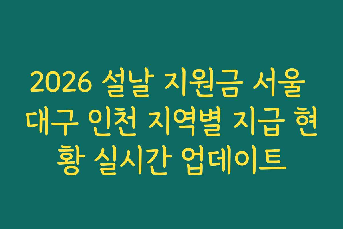 2026 설날 지원금 서울 대구 인천 지역별 지급 현황 실시간 업데이트