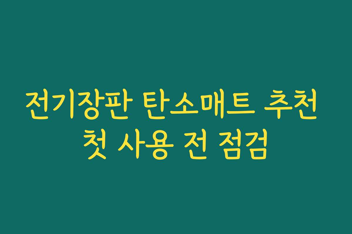 전기장판 탄소매트 추천 첫 사용 전 점검