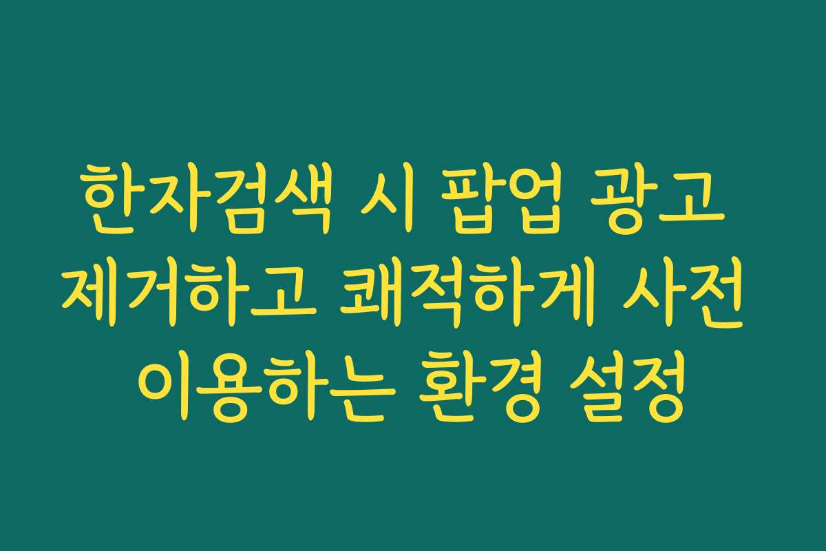 한자검색 시 팝업 광고 제거하고 쾌적하게 사전 이용하는 환경 설정