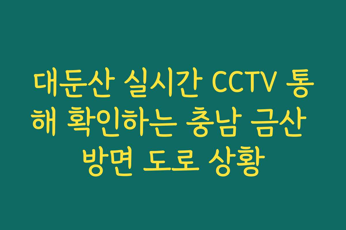 대둔산 실시간 CCTV 통해 확인하는 충남 금산 방면 도로 상황
