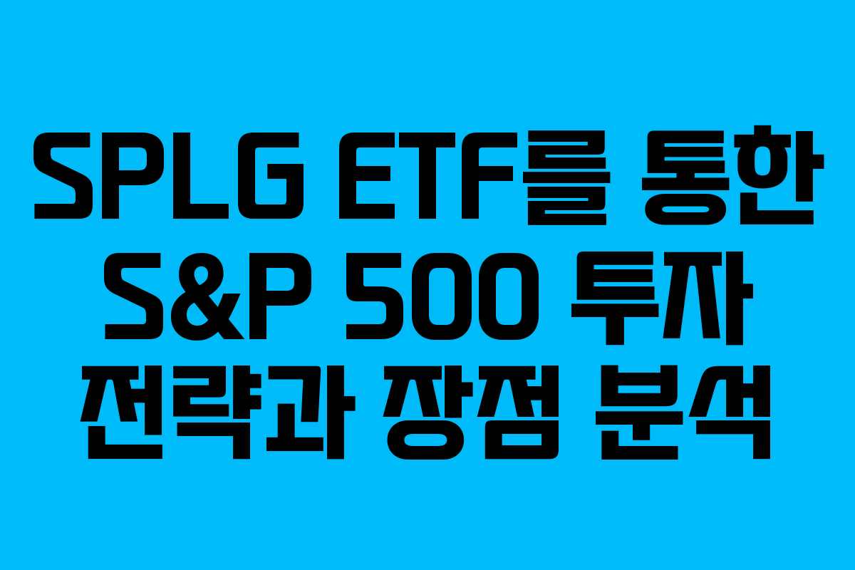 SPLG ETF를 통한 S&P 500 투자 전략과 장점 분석