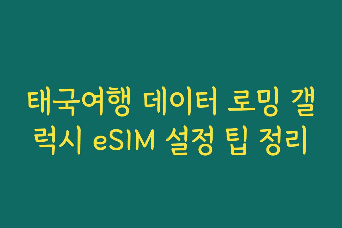 태국여행 데이터 로밍 갤럭시 eSIM 설정 팁 정리
