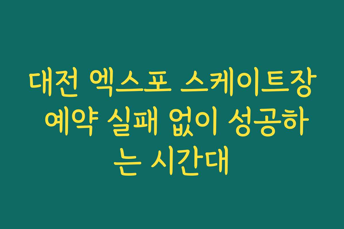 대전 엑스포 스케이트장 예약 실패 없이 성공하는 시간대
