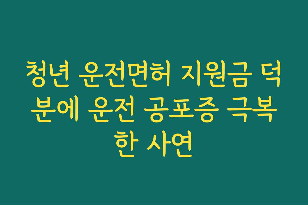 청년 운전면허 지원금 덕분에 운전 공포증 극복한 사연