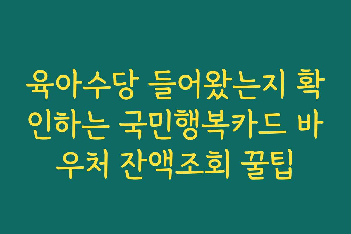 육아수당 들어왔는지 확인하는 국민행복카드 바우처 잔액조회 꿀팁