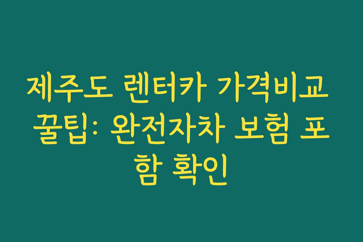 제주도 렌터카 가격비교 꿀팁: 완전자차 보험 포함 확인